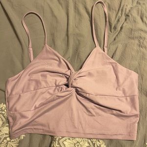 lavender twist front crop top